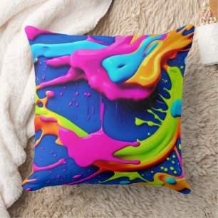 Neon Paint Drip Art Kussen