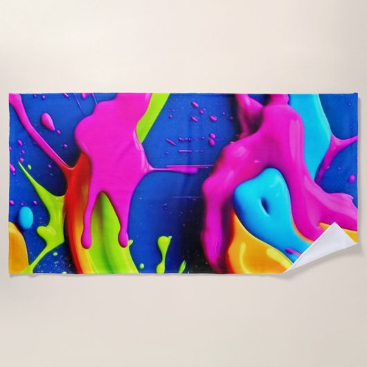 Neon Paint Drip Art Strandlaken (Voorkant)