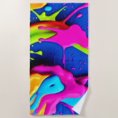 Neon Paint Drip Art Strandlaken (Voorkant)