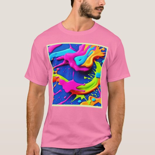 Neon Paint Drip Art T-shirt (Voorkant)