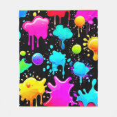 Neon Paint Drips Design Fleece Deken (Voorkant)