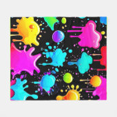 Neon Paint Drips Design Fleece Deken (Voorkant (Horizontaal))
