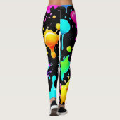 Neon Paint Drips Design Leggings (Achterkant)