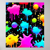 Neon Paint Drips Design Poster (Voorkant)