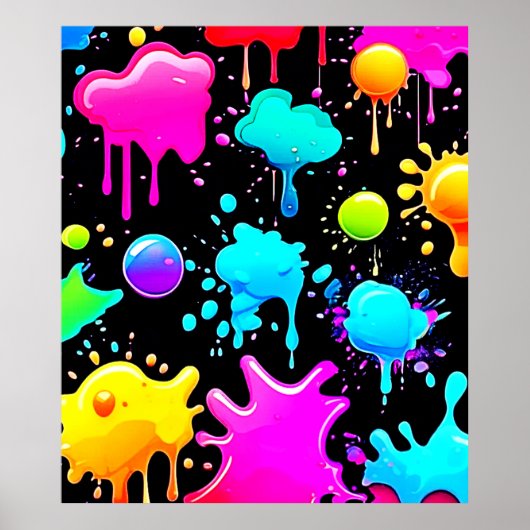 Neon Paint Drips Design Poster (Voorkant)