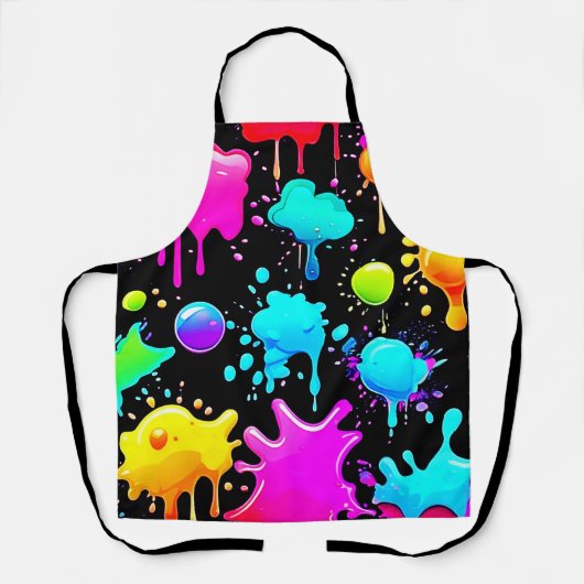 Neon Paint Drips Design Schort (Voorkant)