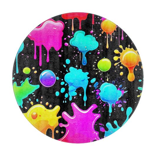 Neon Paint Drips Design Snijplank (Voorkant)