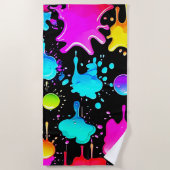 Neon Paint Drips Design Strandlaken (Voorkant)
