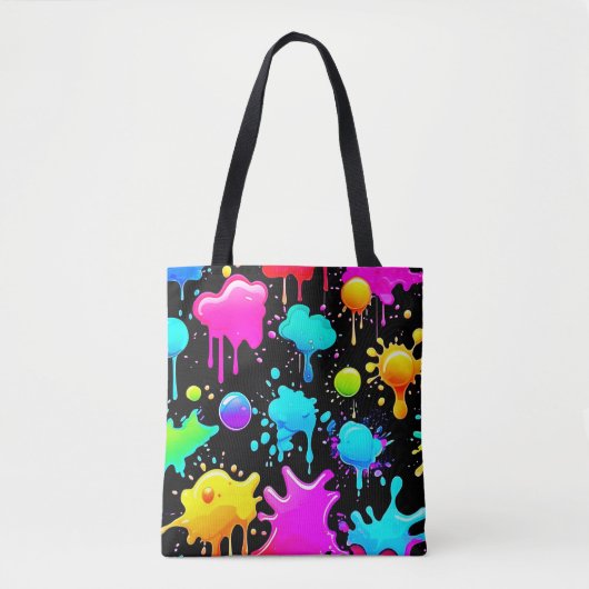 Neon Paint Drips Design Tote Bag (Voorkant)