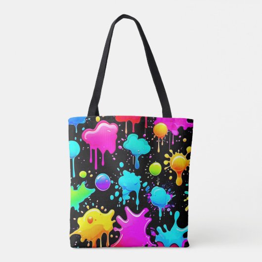 Neon Paint Drips Design Tote Bag (Achterkant)