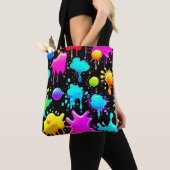 Neon Paint Drips Design Tote Bag (Dichtbij)