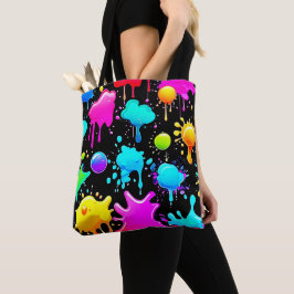 Neon Paint Drips Design Tote Bag