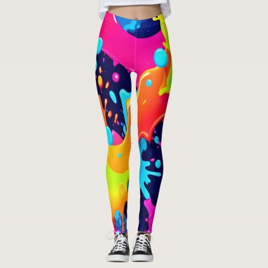 Neon Paint Explosion Leggings (Voorkant)