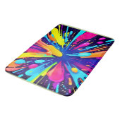 Neon Paint Explosion op Donker Canvas Badmat (Gekanteld)
