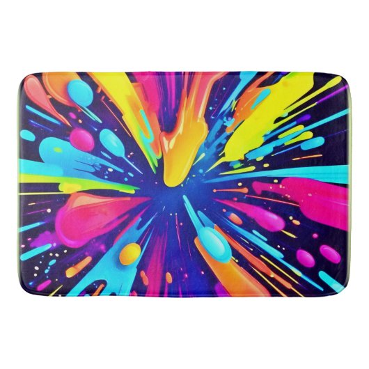 Neon Paint Explosion op Donker Canvas Badmat (Voorkant)