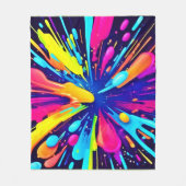 Neon Paint Explosion op Donker Canvas Fleece Deken (Voorkant)