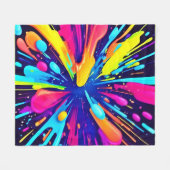 Neon Paint Explosion op Donker Canvas Fleece Deken (Voorkant (Horizontaal))