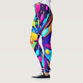 Neon Paint Explosion op Donker Canvas Leggings (Links)