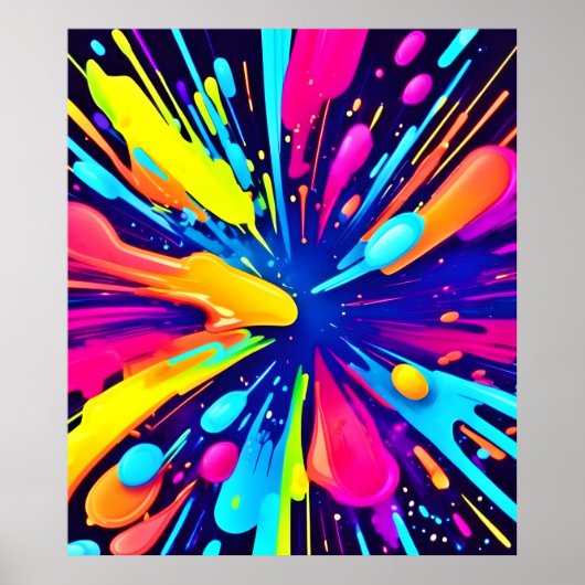 Neon Paint Explosion op Donker Canvas Poster (Voorkant)