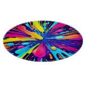 Neon Paint Explosion op Donker Canvas Snijplank (Hoek)