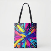 Neon Paint Explosion op Donker Canvas Tote Bag (Voorkant)