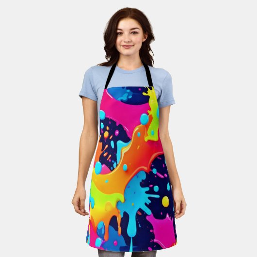 Neon Paint Explosion Schort (Gedragen)