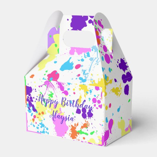 Neon Paint, lieve zestien, vleermuis Mitzvah, dank Bedankdoosjes (Voorkant Zijde)