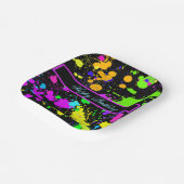 Neon Paint Pink Green Paars Happy Birthday Papieren Bordje (Gebogen)