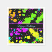 Neon Paint Pink Green Paars Yellow Happy Birthday Servet (Voorkant)