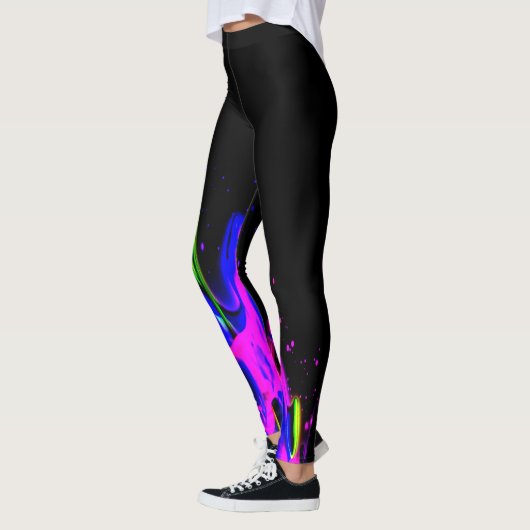 Neon Paint Splash Blue Pink Green en Black Leggings (Links)