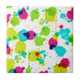 Neon Paint Splash Ceramic Tile Tegeltje