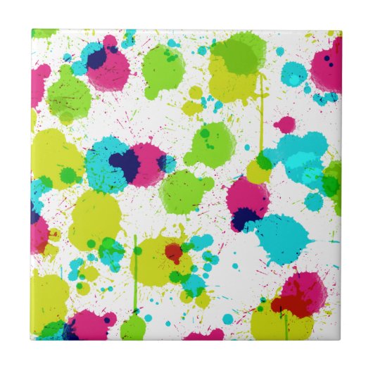 Neon Paint Splash Ceramic Tile Tegeltje (Voorkant)
