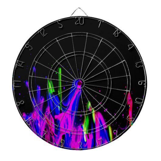 Neon Paint Splash Colorful. PERSONALISEER HET Dartbord (Voorkant)