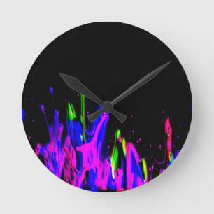 Neon Paint Splash Colorful.  PERSONALISEER HET Ronde Klok