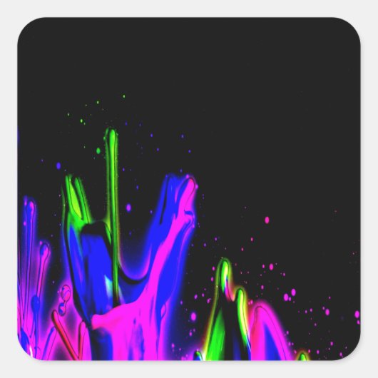 Neon Paint Splash Colorful. PERSONALISEER HET Vierkante Sticker (Voorkant)
