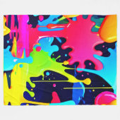 Neon Paint Splash Drip Chaos Fleece Deken (Voorkant (Horizontaal))