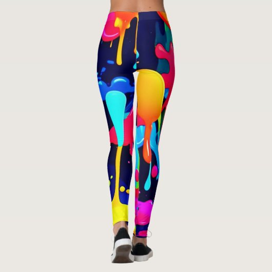 Neon Paint Splash Drip Chaos Leggings (Achterkant)