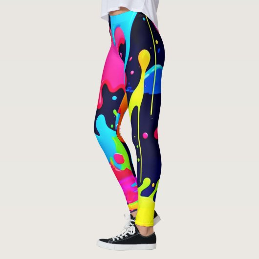 Neon Paint Splash Drip Chaos Leggings (Links)