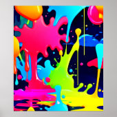 Neon Paint Splash Drip Chaos Poster (Voorkant)