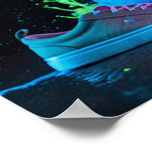 Neon Paint Splash op een sneaker Poster (Hoek)