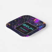 Neon Paint Splatter 12e verjaardag Papieren Bordje (Gebogen)