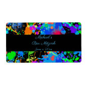 Neon Paint Splatter, aangepaste waterlabels Etiket (Voorkant)