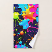 Neon Paint Splatter Abstracte kunst Bad Handdoek (Handdoek)