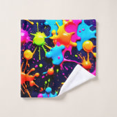 Neon Paint Splatter Abstracte kunst Bad Handdoek (Wasdoekje)