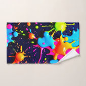 Neon Paint Splatter Abstracte kunst Bad Handdoek (Handdoek)