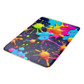 Neon Paint Splatter Abstracte kunst Badmat (Gekanteld)
