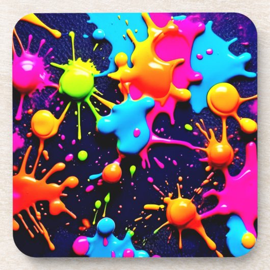 Neon Paint Splatter Abstracte kunst Bier Onderzetter (Voorkant)