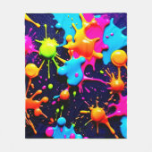 Neon Paint Splatter Abstracte kunst Fleece Deken (Voorkant)