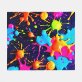 Neon Paint Splatter Abstracte kunst Fleece Deken (Voorkant (Horizontaal))
