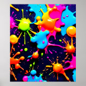 Neon Paint Splatter Abstracte kunst Poster (Voorkant)